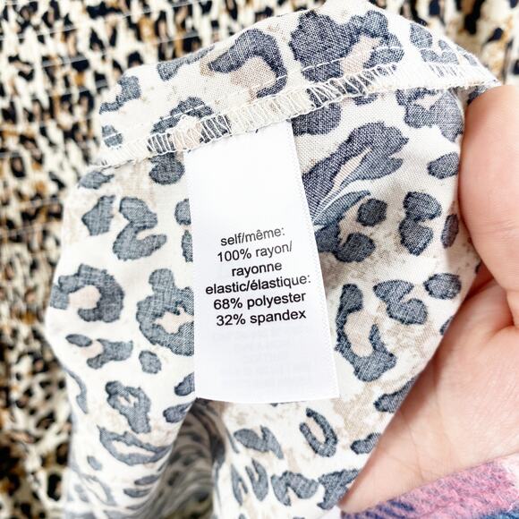 Leopard Print Blouse Maurices Womens Smocked Peplum Top SIze Medium - Picture 5 of 8